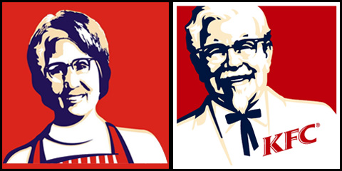 Comparando logos, podrían ser hermanos Ji'a'Po y KFC Comparando logos, podrían ser hermanos Ji'a'Po y KFC